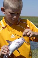 Boy with channel catfish