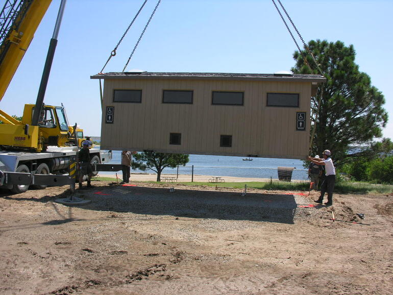 Installation of new shower house at beach