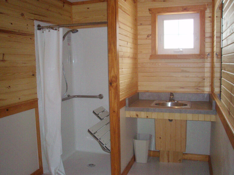 Cabin bathroom at Glen Elder State Park