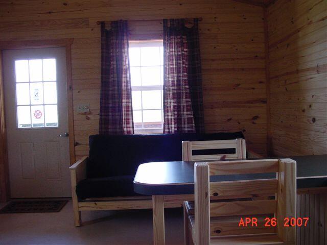Kanopolis cabin-view of living room from the kitchen