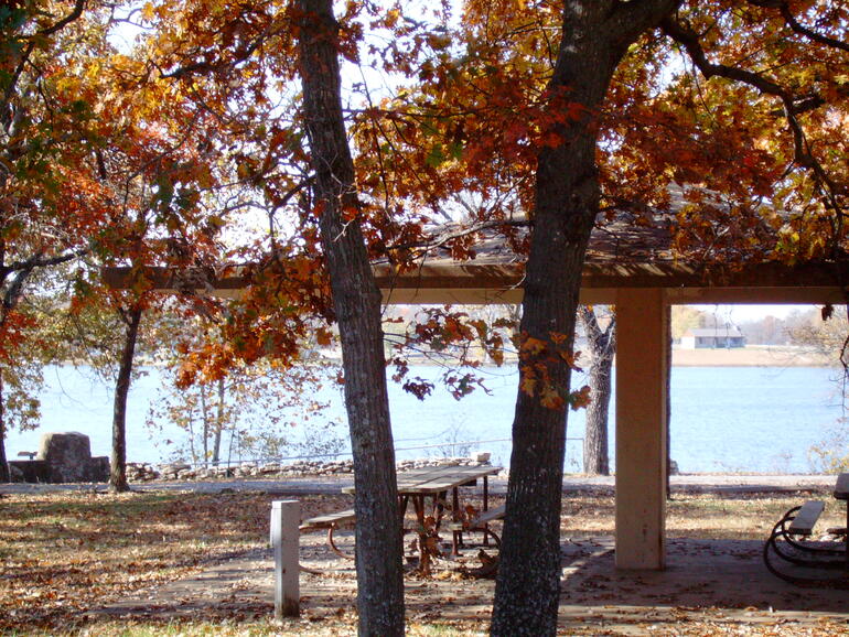Shelter at Rocky Cove in the fall